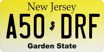 NJ license plate A50DRF
