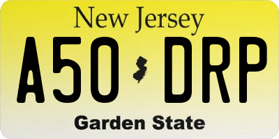 NJ license plate A50DRP