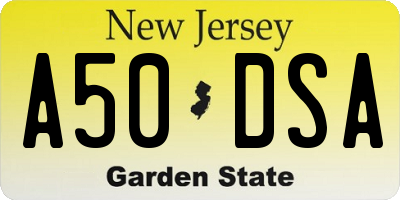NJ license plate A50DSA