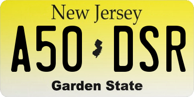 NJ license plate A50DSR