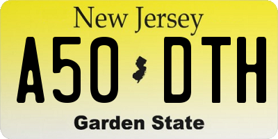 NJ license plate A50DTH