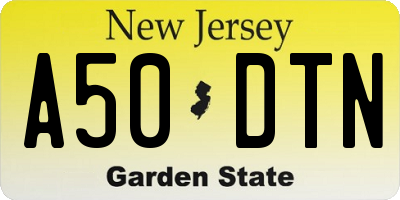 NJ license plate A50DTN