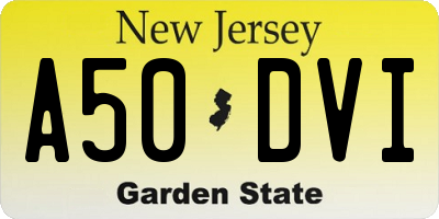 NJ license plate A50DVI