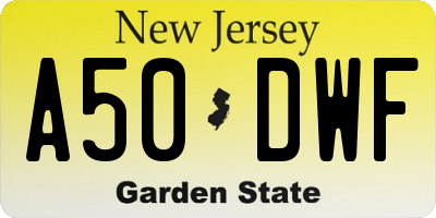 NJ license plate A50DWF