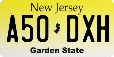 NJ license plate A50DXH