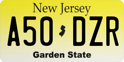 NJ license plate A50DZR