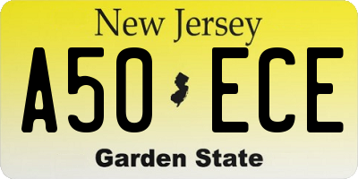 NJ license plate A50ECE