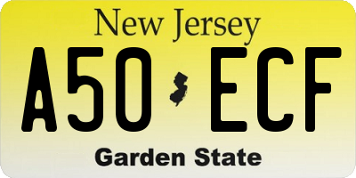 NJ license plate A50ECF
