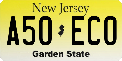 NJ license plate A50ECO