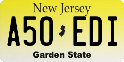 NJ license plate A50EDI