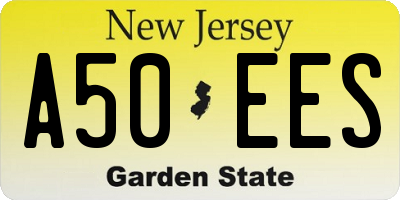 NJ license plate A50EES