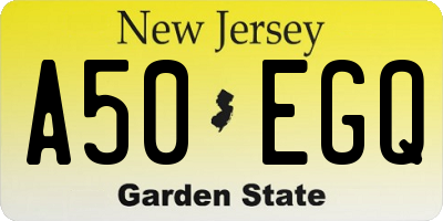 NJ license plate A50EGQ