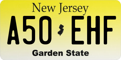 NJ license plate A50EHF