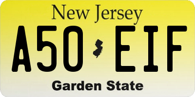 NJ license plate A50EIF