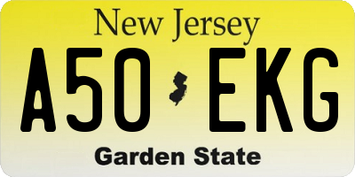 NJ license plate A50EKG