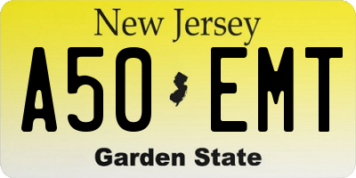 NJ license plate A50EMT