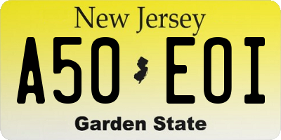 NJ license plate A50EOI