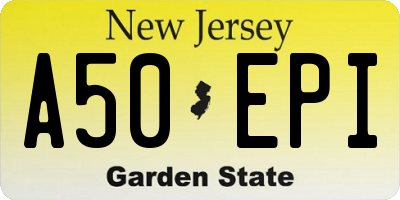 NJ license plate A50EPI