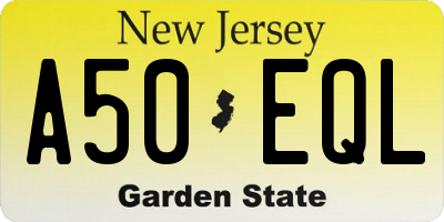 NJ license plate A50EQL