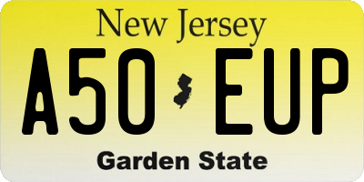 NJ license plate A50EUP