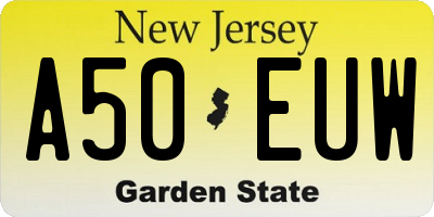 NJ license plate A50EUW