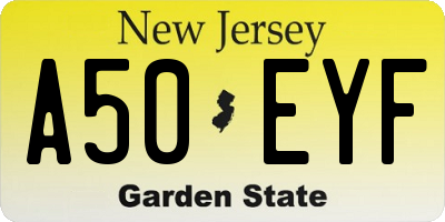 NJ license plate A50EYF