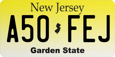 NJ license plate A50FEJ