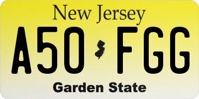 NJ license plate A50FGG