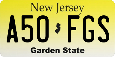 NJ license plate A50FGS