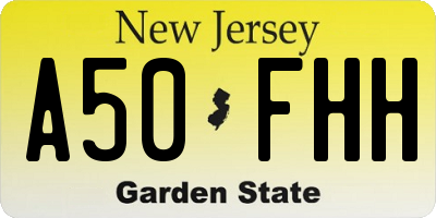 NJ license plate A50FHH