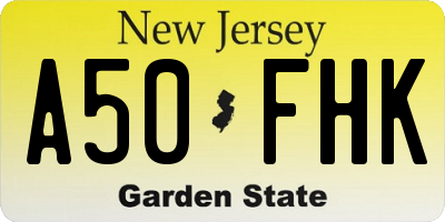 NJ license plate A50FHK
