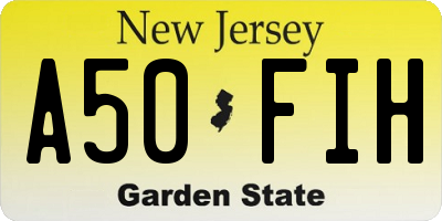 NJ license plate A50FIH