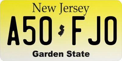 NJ license plate A50FJO