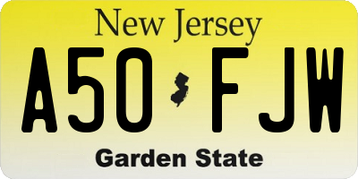 NJ license plate A50FJW