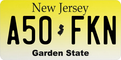 NJ license plate A50FKN