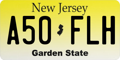NJ license plate A50FLH
