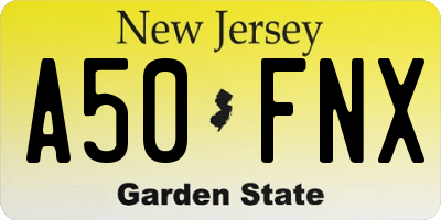 NJ license plate A50FNX
