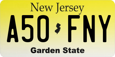 NJ license plate A50FNY