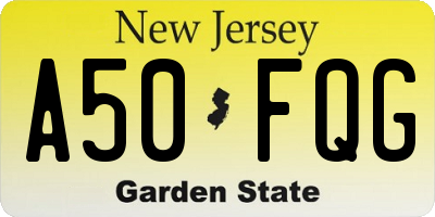NJ license plate A50FQG