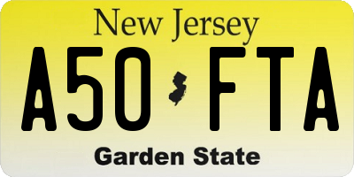 NJ license plate A50FTA