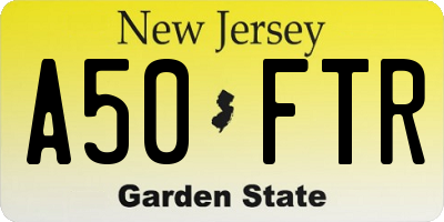 NJ license plate A50FTR