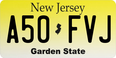 NJ license plate A50FVJ