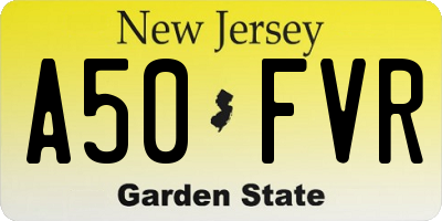 NJ license plate A50FVR