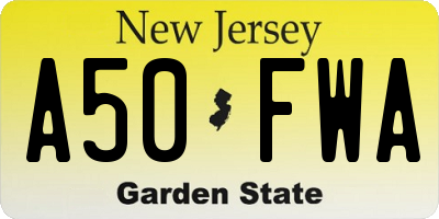 NJ license plate A50FWA