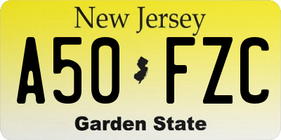 NJ license plate A50FZC