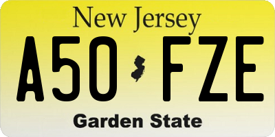 NJ license plate A50FZE