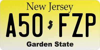 NJ license plate A50FZP