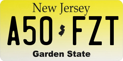NJ license plate A50FZT