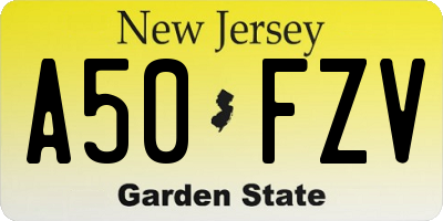 NJ license plate A50FZV