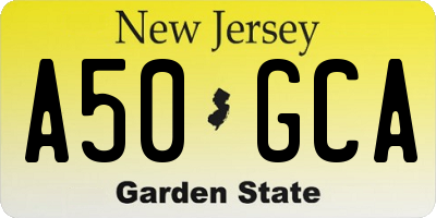 NJ license plate A50GCA